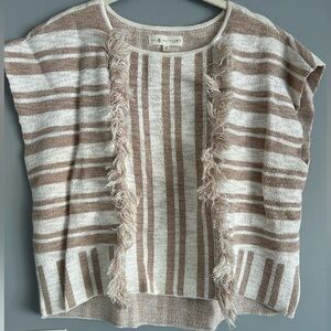 Loft Lou and grey Women's Striped Tan and Cream Sweater